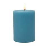 Unscented blue pillar candle, 3 x 4 inch, with cotton wick