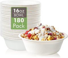 16 Oz Paper Bowls - 180 Pack, Disposable Compostable Bowls Bulk, Eco-Friendly