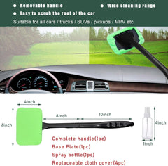 Car Windshield Cleaning Tool, Microfiber Window Cleaner Set with 4 Washable and Reusable Cloth Pad Head