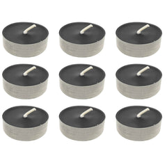 Long Burning Unscented Tea Light Candles Black Tealights Pack of 50 Bulk