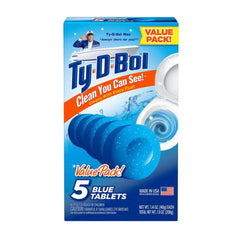 Ty-D-Bol Automatic Toilet Bowl Cleaner Tablets, 1.4 oz, 5-Pack