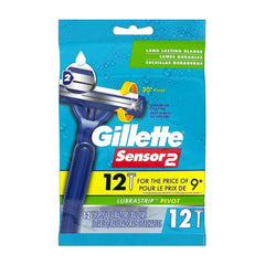 Gillette Mens Sensor 2 Plus Pivoting Head Disposable Razors 12ct New