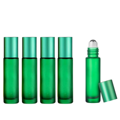 10ml Frosted Bottles with Steel Roller - Green 5Pcs