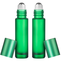 10ml Frosted Bottles with Steel Roller - Green 5Pcs