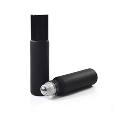 10ml Frosted Bottles with Steel Roller - Black 5Pcs