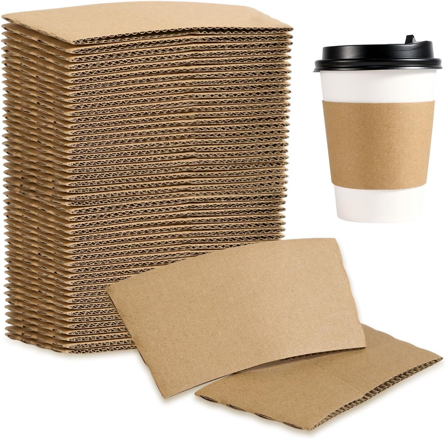 200 Pack Coffee Sleeves, Disposable Cup Sleeves for Hot and Cold Drinks Fit for 10-24 Oz Cups