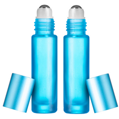 10ml Frosted Bottles with Steel Roller - Sky Blue 5Pcs