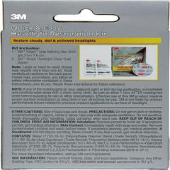 3M Quick and Easy Headlight Restoration Kit Removes Light Yellowing 15-Minute