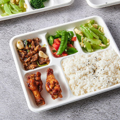 5 Compartment Plates 10.25 * 8.5 Inch - 500 Pack, 100% Compostable Paper Plate - Eco Friendly