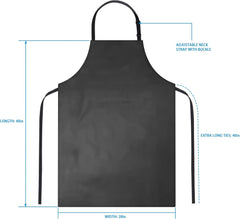 Person wearing waterproof vinyl work apron for dishwashing