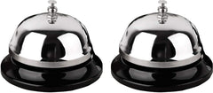 2-pack stainless steel desk call bell with chrome dome and matte black non-slip base