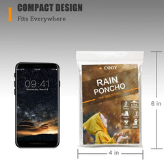 Disposable poncho drawstring hood and elastic sleeve cuffs