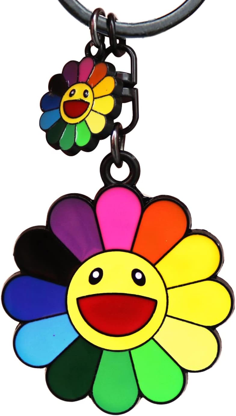 Smile flower bag charm and keychain accessory