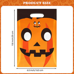 50-Pack Halloween Goodie Bags with Handles – Plastic Trick-or-Treat Candy Bags, 4 Spooky Designs