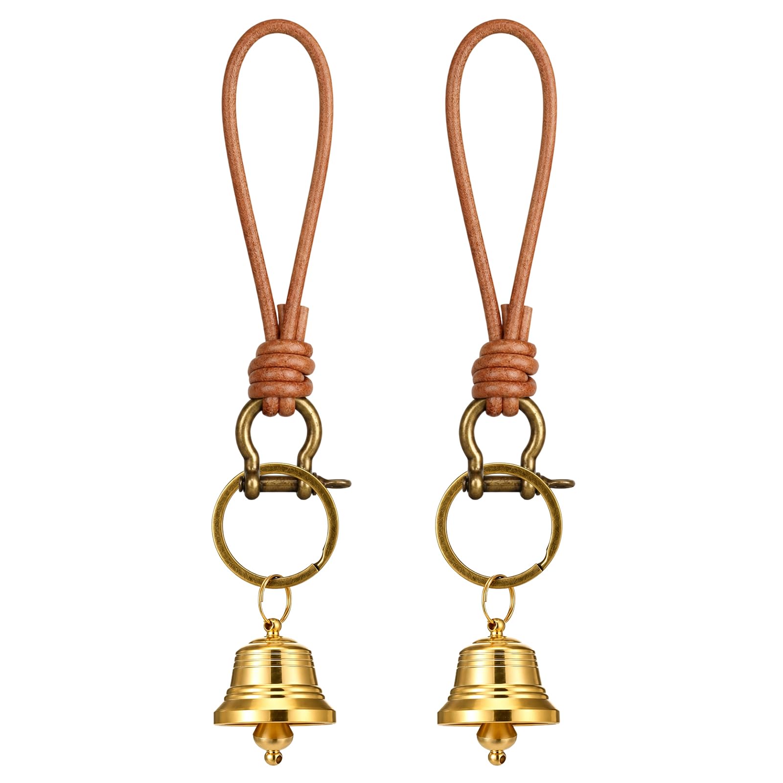 Brass hanging bell for door knob with vintage copper finish