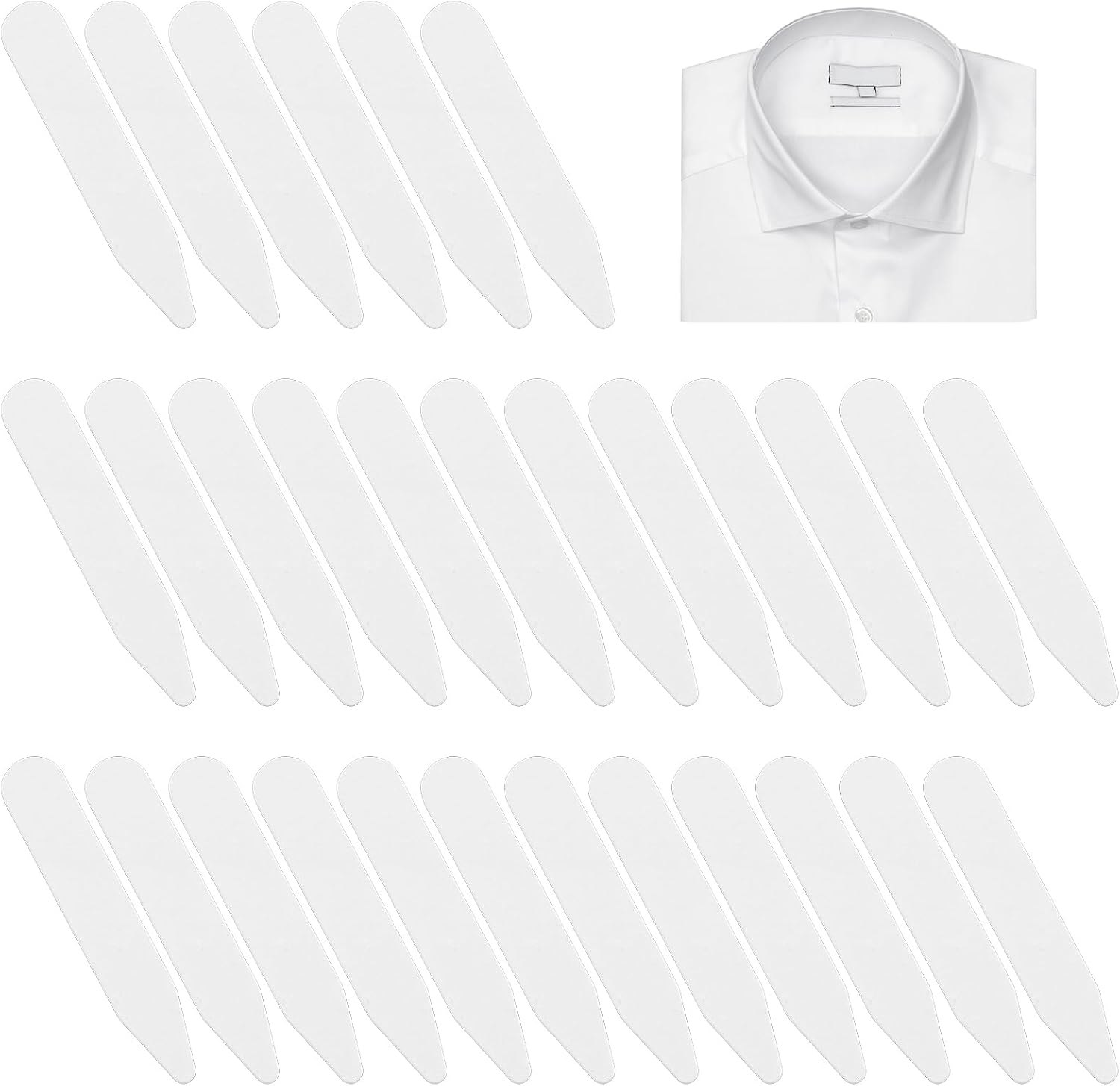 30-pack white plastic collar stays for dress shirts