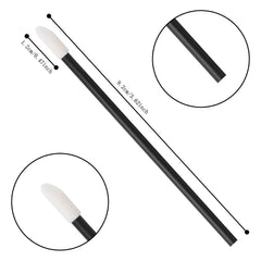 Close-up of soft flocked tip on disposable lip applicator wand