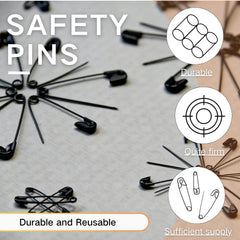 Close-up of black safety pin locking clasp and point