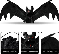 Close-up of hanging bat glowing red eyes and teeth