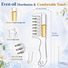 Cushioned elastic massage pads and smooth comb teeth on scalp applicator comb