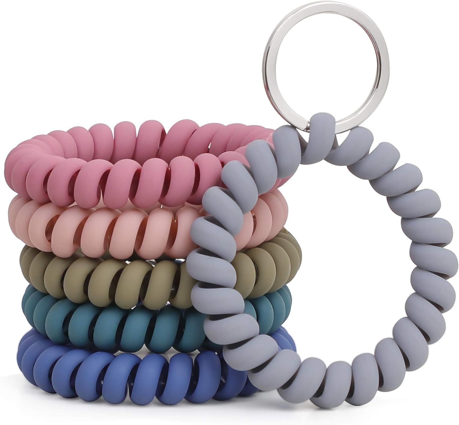 6-pack stretchable spiral wrist keychains