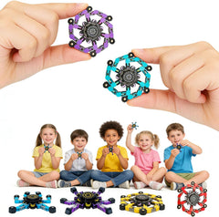 Close-up of flexible chain link fidget spinner design