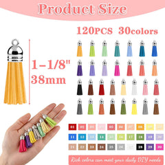 Leather tassel with silver cap attached to keychain
