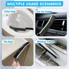 Hard bristle crevice brush cleaning a narrow window track