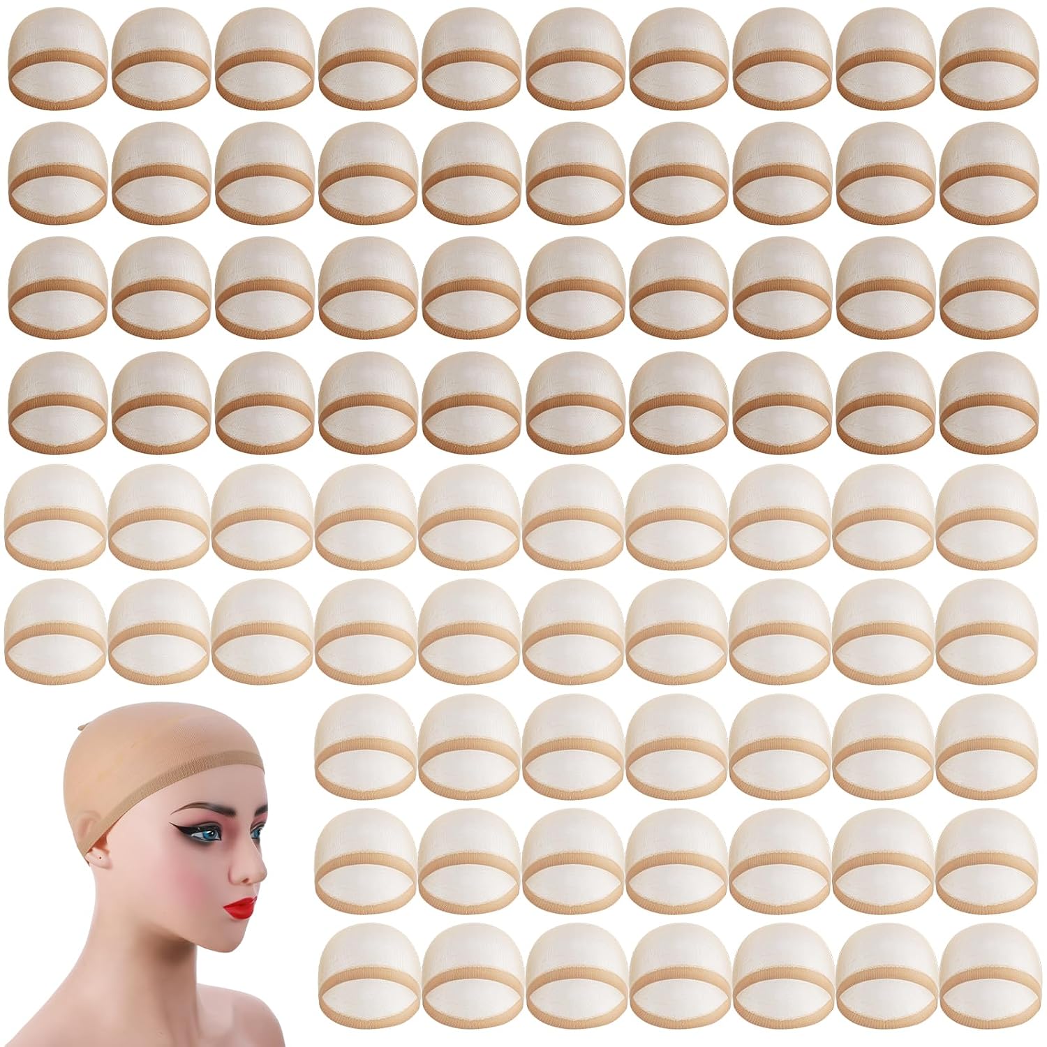 200-pack elastic wig caps in brown and light brown