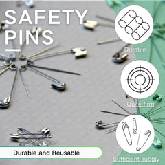 Close-up of nickel-plated safety pin clasp and sharp point