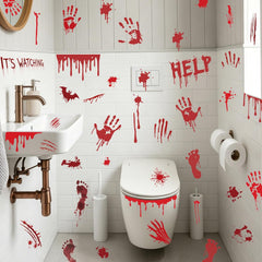 Creepy HELP and IT'S WATCHING Halloween window decal messages