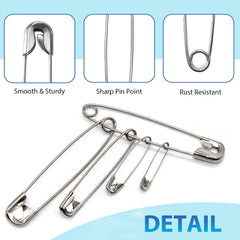 200-pack of 2.1 inch heavy duty nickel-plated safety pins
