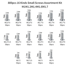 Close-up of micro screws showing pan head design and thread detail