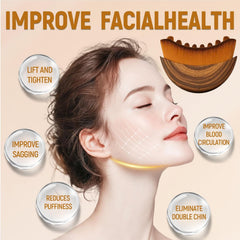 Woman using facial contour brush along jawline