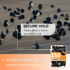 Push pins securing a poster to a bulletin board