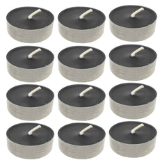 Long Burning Unscented Tea Light Candles Black Tealights Pack of 50 Bulk