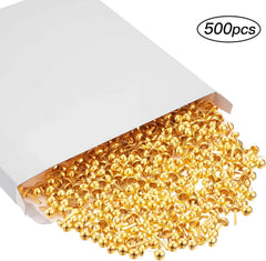500 Gold Mini Paper Fasteners, 0.3 x 0.6 in Brass Brads