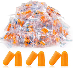 Box of 100 pairs of individually wrapped orange foam ear plugs, 33dB NRR