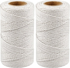Two spools of natural white cotton twine, 2mm thick, 656 ft total length