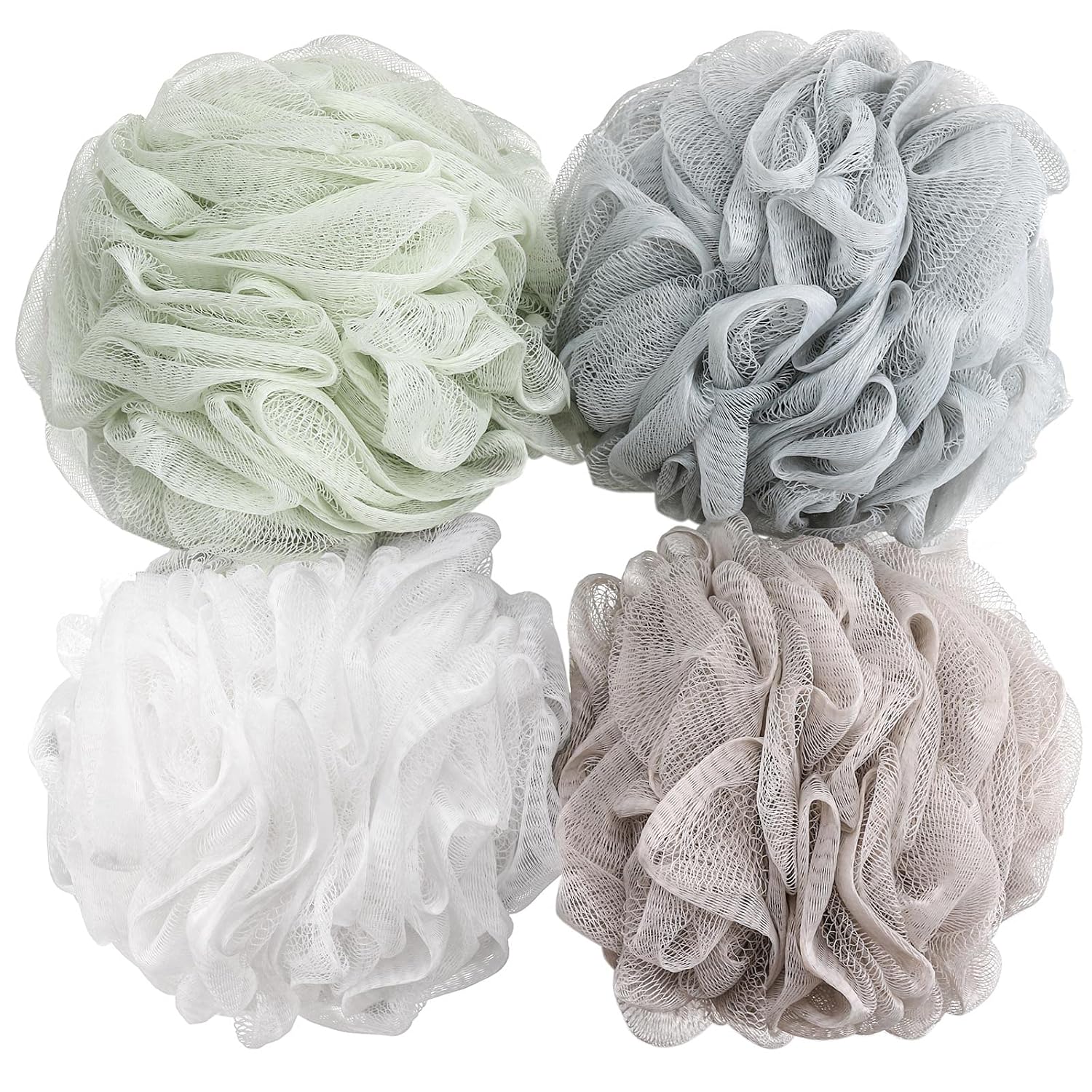 4-pack bath sponge loofah set in assorted colors