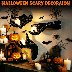 Gothic hands wall decor mounted on a wall as Halloween decoration