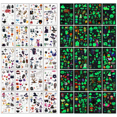 Halloween temporary tattoo sheet with ghost and pumpkin designs