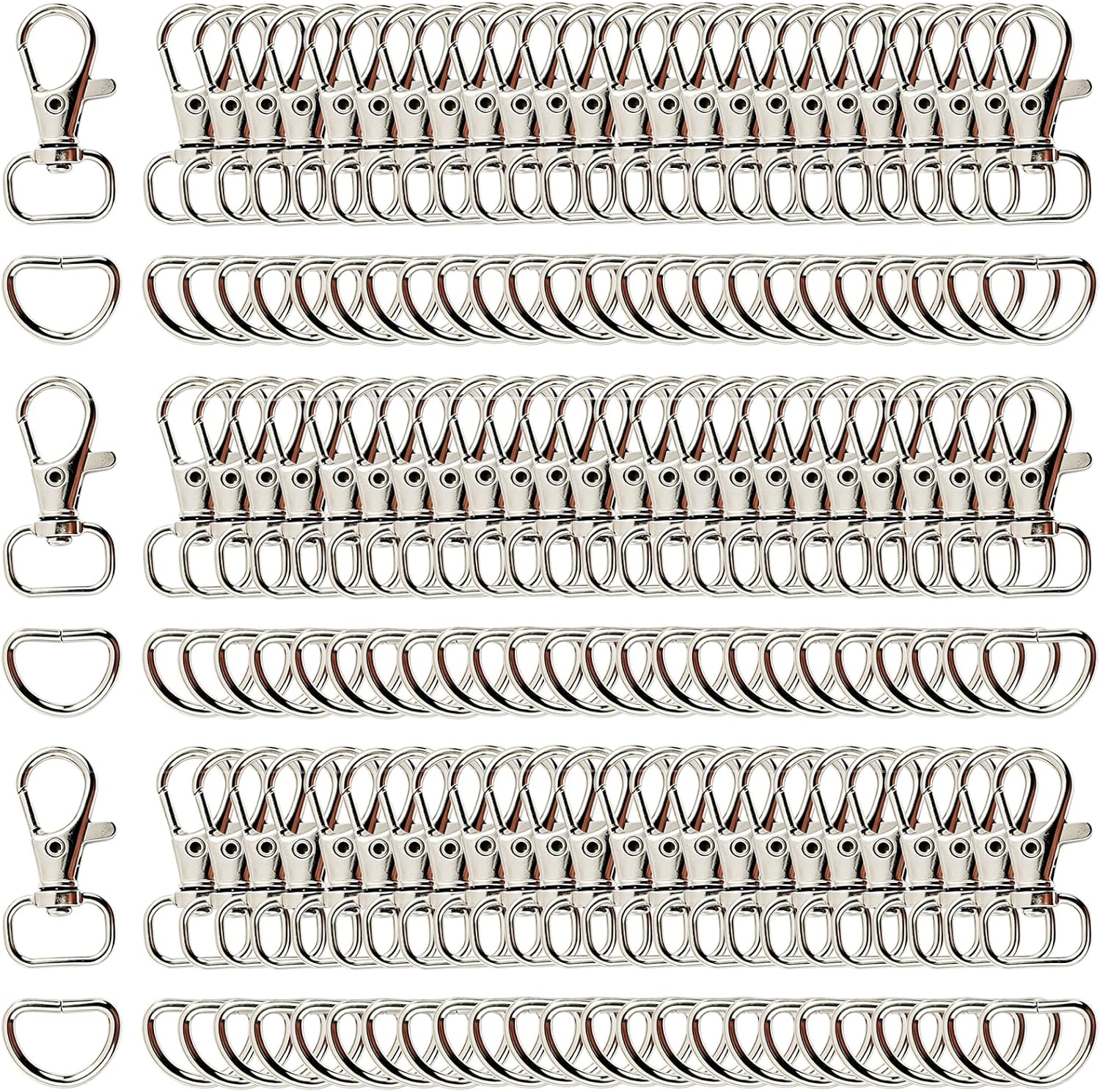 122-piece swivel snap hooks and D-rings hardware set