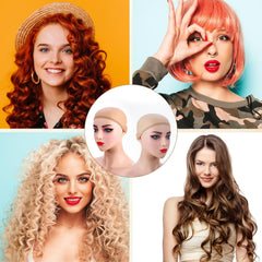 Wig cap securing hair flat under a lace front wig