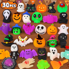 30-piece set of Halloween mochi squishy toys in assorted spooky designs