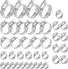 40-piece stainless steel hose clamp assortment kit in storage box