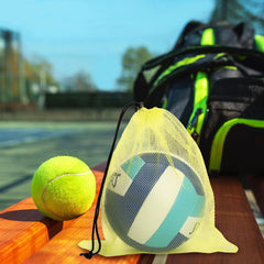 Close-up of breathable polyester mesh fabric and drawstring closure