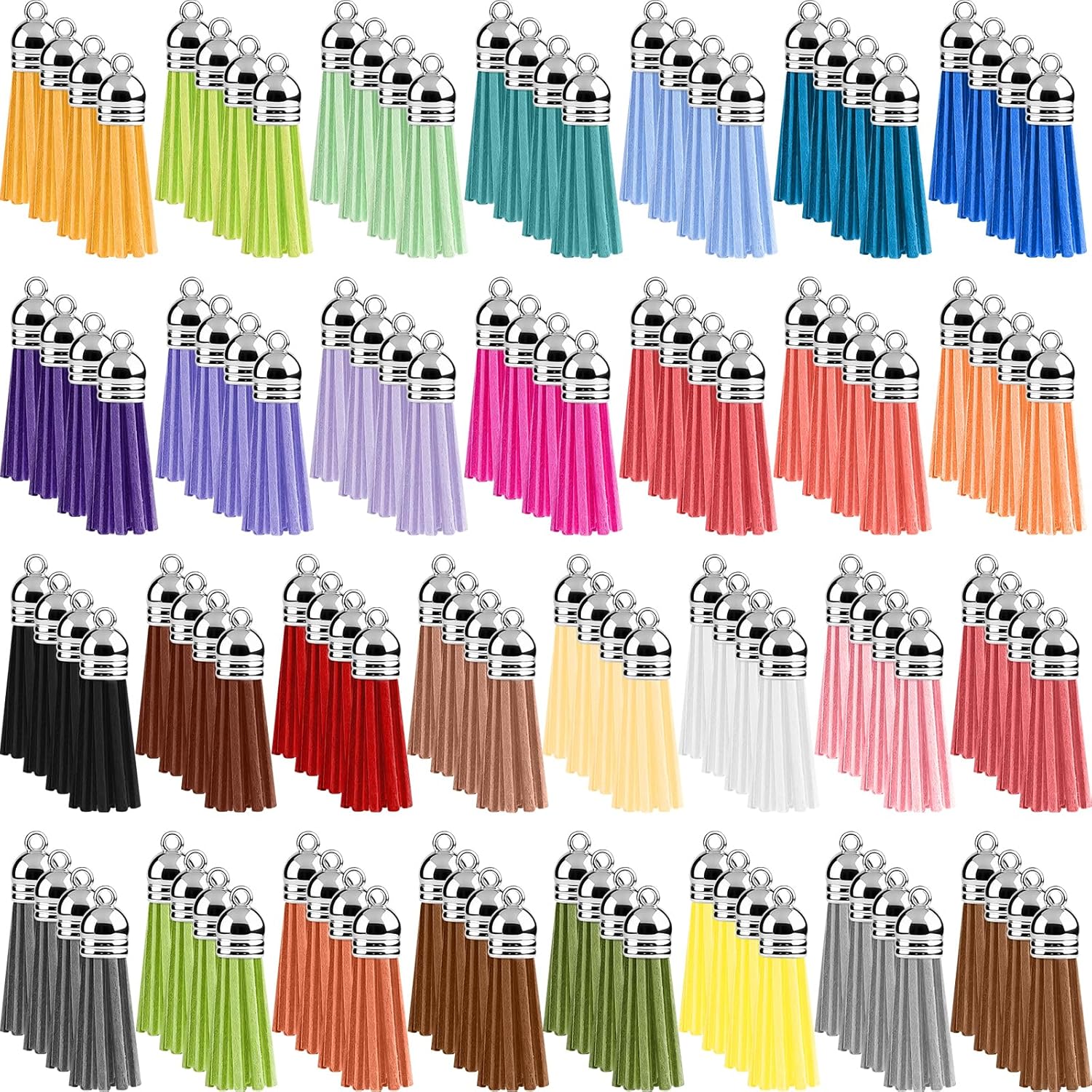 120-piece leather keychain tassels in 30 colors