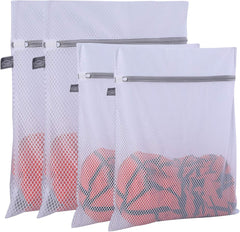 Extra Large Heavy Duty Mesh Wash Laundry Bag- Pack of 4 (2 Extralarge+2 Large) 125Gsm Net Fabric Durable and Reusable Wash Bag