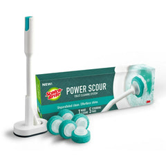 Scotch-Brite Power Scour Toilet Cleaning System, 1 Brush and Stand, 5 Scrubbing Pads